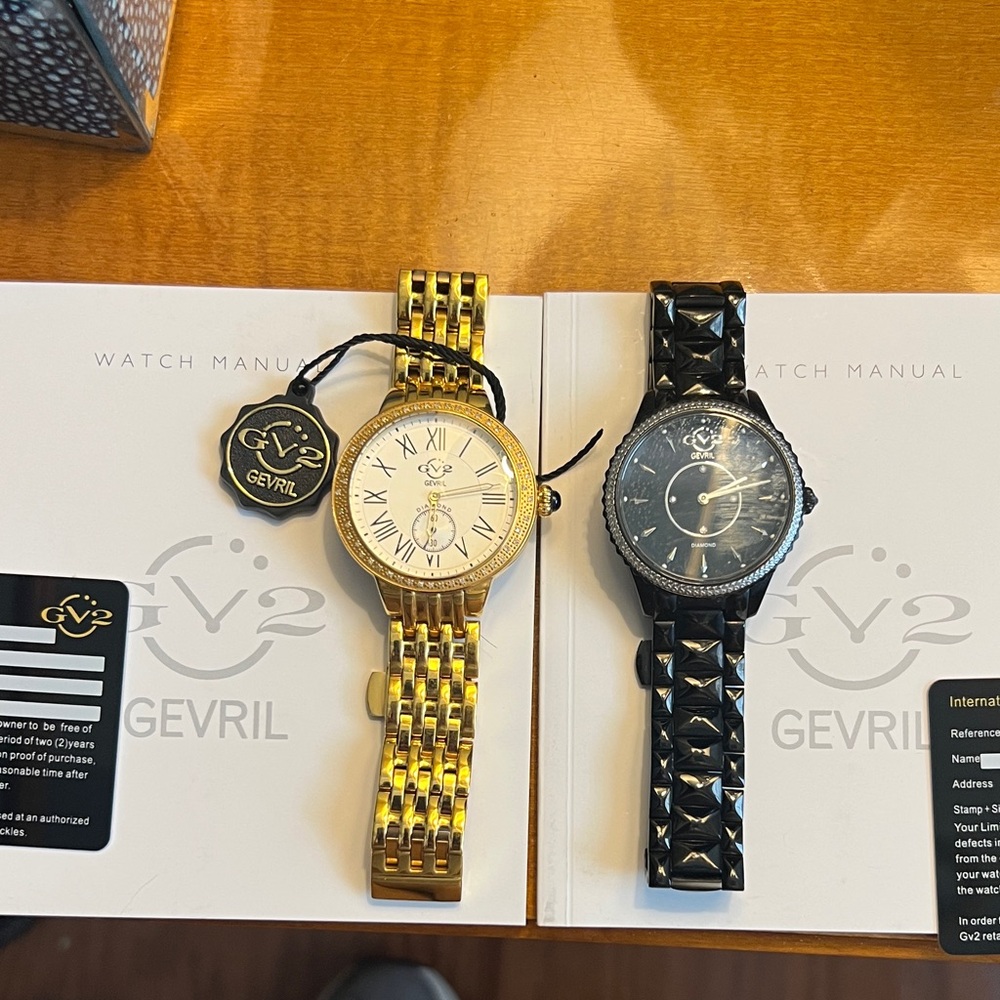 Gevril 2019 GV2 BOTH DIAMOND LIMITED ED Gold (Astor)& Black (Sienna) Watch Set